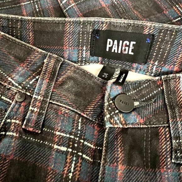 PAIGE Hoxton Plaid High Rise Skinny Ankle Jeans Size 25 - Picture 3 of 6
